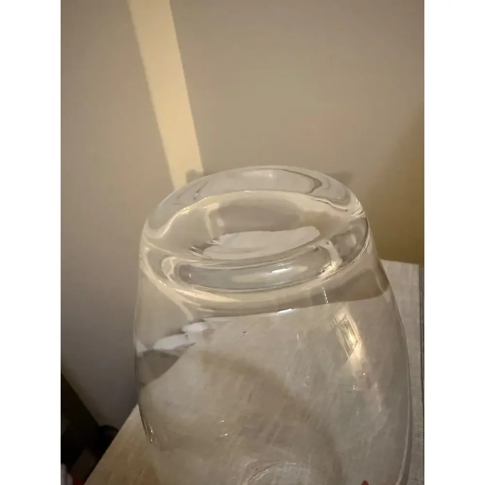 🏺Handcrafted Polish Art Glass Vase Clear Modern Minimalist 11.75” Tall
